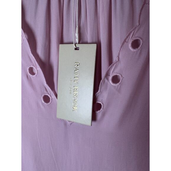 RAMY BROOK Rochelle V neck Eyelet Flutter Sleeve Blouse Top Pink Sz L NWT $345 - Picture 9 of 10